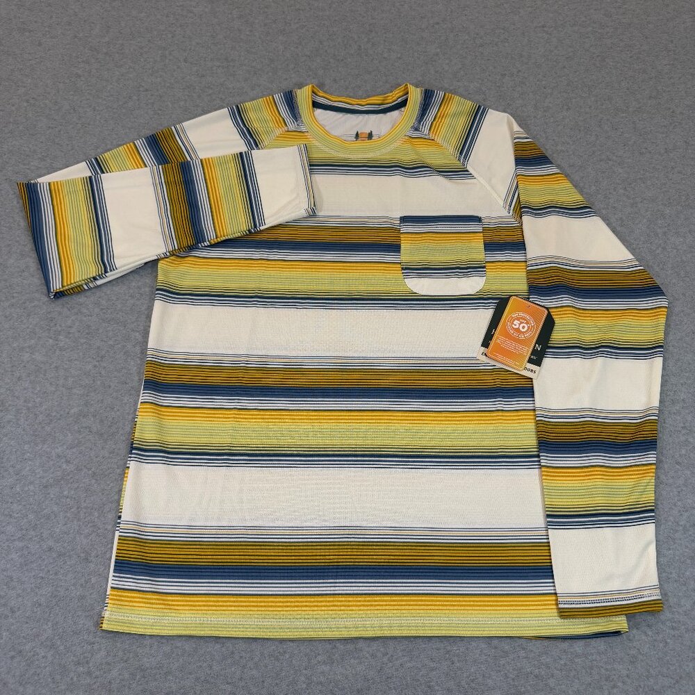 Horizon by Bass Creek Outfitters Men's Striped UPF 50+ Long Sleeve Sun Shirt L